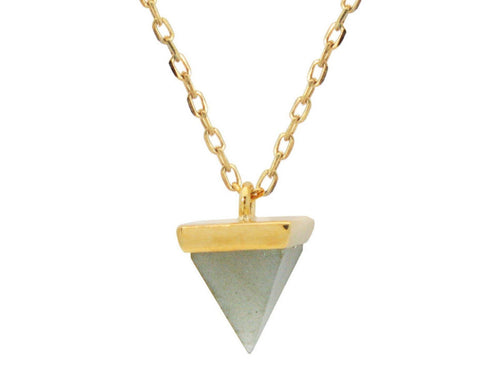 Golden Agate Pyramid Necklace